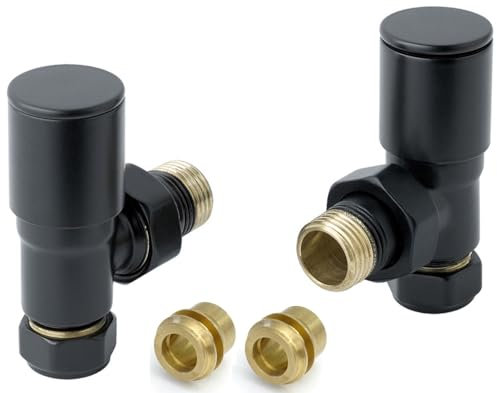 Paire de robinets chauffants inclinés modernes pour sèche-serviettes 10 mm Noir mat