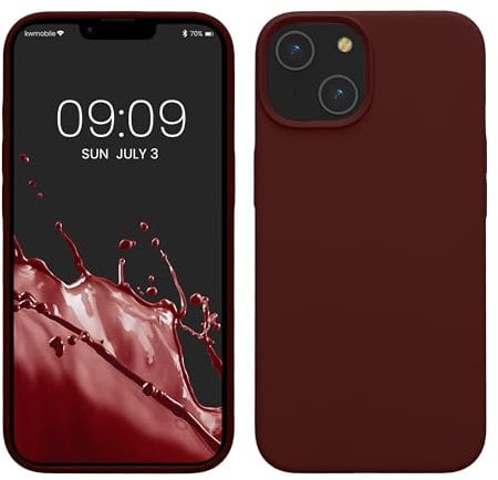 kwmobile Cover per Apple iPhone 14 Custodia - Back Case per Caricatore Wireless - Antiurto e Flessibile in Silicone TPU - viola bordeaux