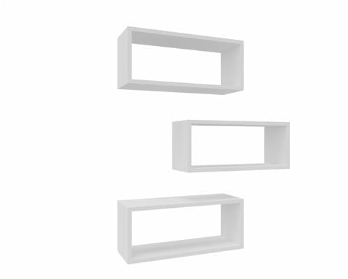 MARAND Moderne Wandregal - 3er-Set Regale Kinderzimmer Aufbewahrung - Regal Schmal - Wohnzimmer Regal - Bücherregal Schmal - Holzwerstoff - Matt Weiß