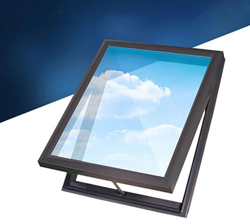 LLYLAFDC Tragaluz De Techo Eléctrico con Vidrio Templado De Doble Capa, para Techo Inclinado Y Plano, Sellado sótano Ventana de luz Diurna(75x55cm)