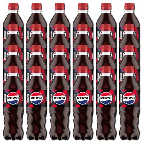 Pepsii MAX Cherry SUGAR FREE Cola Flavoured Fizzy Soft Drink Maximum Taste and Low in Calories with Sweetners 500ml Bottle Suitable for Vegetarian Recyclable (Pack of 24)