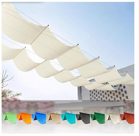 PFCDZDU Tende da Sole A Onda Retrattile, Esterno Vele Ombreggianti Scorrevoli A U, Protezione Solare Tettoia Copertura per Pergola, Veranda Riparo per Tetto