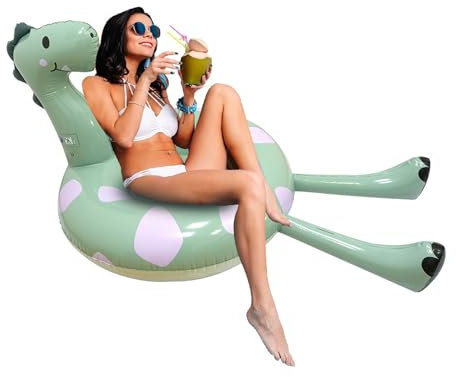 Blissbuilt Bouée de Natation Gonflable Dinosaure en PVC - Grande île de Natation renforcée pour Adultes - Portable Flotteur Ultraléger Piscine,pour la détente des Sports Nautiques 160 * 96 * 81cm