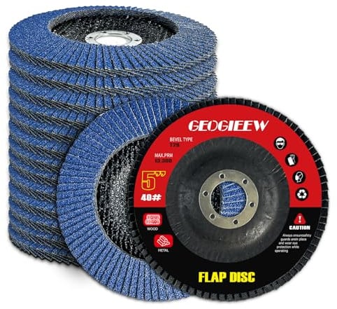 GEOGIEEW Fächerscheibe 125mm Winkelschleifer Korn 40/60/80/120, 20 Stk | Für Metall, Holz & Stahl – Schnelles & Präzises T29 Schneiden mit Mehrschicht-Glasfaserunterlage für Hohe Haltbarkeit