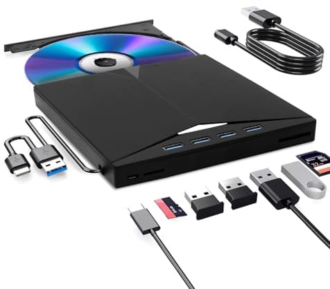 Externes Blu Ray Laufwerk für Pc, Bluray Laufwerk Extern Externe Blu-ray Laufwerke Blu Ray Brenner Extern USB3.0 Typ-C DVD/BD Player, Tragbares Blu Ray Recorder für PC Laptop Windows 7/8/10/11