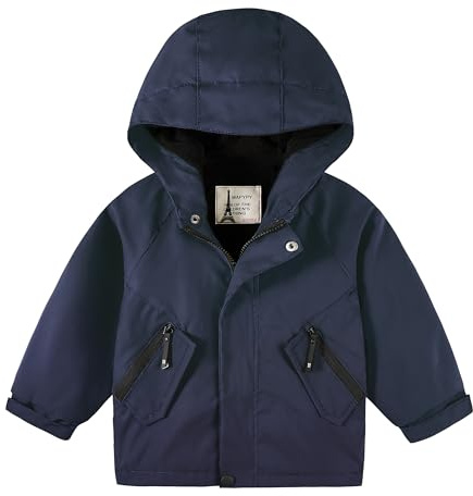 Volunboy Giacca Bambini con Fodera in Pile, Leggera Giaccone Antivento con Cappuccio e Tasche a Cerniera (2-8 Anni)