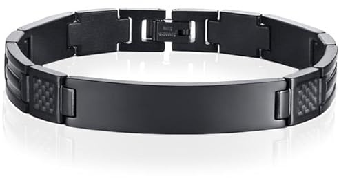 Mendes ID Armband Edelstahl Carbon Fibre, 21.5cm, Carbon/Edelstahl