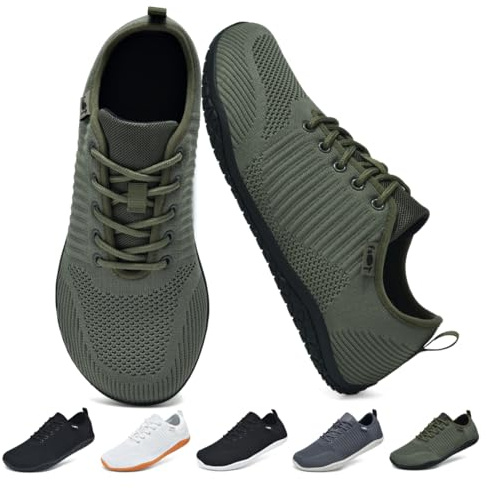 Merdoo Chaussures Pieds Nus Femme Minimalistes Baskets Homme Barefoot Shoes Chaussures Barefoot pour Tous Les Jours Marche Fitness Vert 46