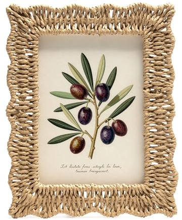 Afuly Boho Bilderrahmen 13x18 Natur Papier Fotorahmen Picture Frame | Tisch oder Wand, Hoch- oder Querformat, handgefertigte Flechtoptik; Geburtstags- oder Jubiläumsgeschenk für Mama und Familie