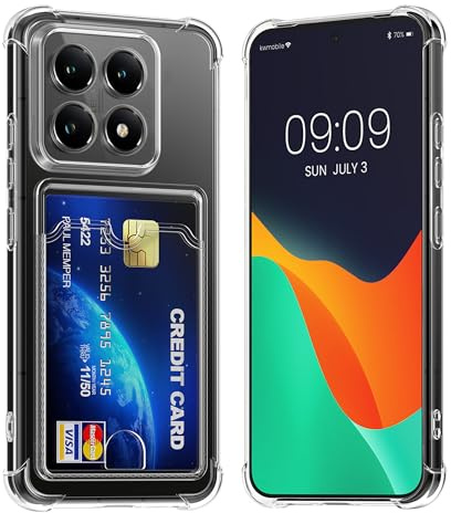 kwmobile Hülle mit Kartenfach kompatibel mit Xiaomi 14T Pro - Handyhülle 14T Pro mit Kartenfach - Soft Case - Schutzhülle in Transparent