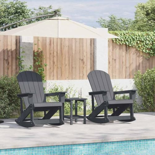 Runheo Adirondack Schaukelstühle 2er-Set Hellgrau, wetterfestes HDPE-Material, Gartenmöbel für Terrasse, Balkon, Veranda, Outdoor-Komfort