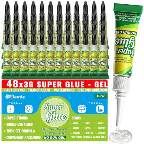 Viomis Super Glue Gel, Clear Glue, 3 Gram (Pack of 48) | All Purpose and Fast Setting for Projects and Repairs