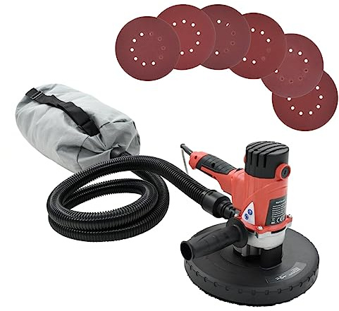 Ziaphsol Levigatrice per cartongesso da 1200 W con funzione sottovuoto, 225 mm, dischi abrasivi orbitali per pareti, soffitti, angoli, ristrutturazione, 6 grane per levigatura rapida