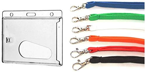 Waizmann.IDeaS® Ausweisset - Lanyard GRÜN 10mm Schlüsselband Umhängeband Sicherheitsverschluss BREAKAWAY + Ausweishülle Kartenhülle Kartenhalter