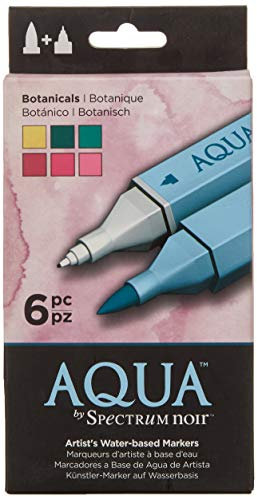 Spectrum Noir Aqua Artist's Water Based Dual Nib Marker Colouring Pens, Earth, Pack of 6, 19 x 9.6 x 2.1 cm