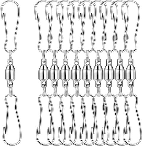 TecUnite 10 Stück Wirbel Dual Clip für Hängende Windspielen Windsack Wind Chimes Kristall Twistern Party Supply