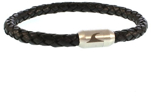 WAVEPIRATE® Echt Leder-Armband Sylt G Schwarz/Silber 23 cm Edelstahl-Verschluss in Geschenk-Box Männer Damen Herren