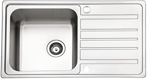 JASSFERRY Welding Style Stainless Steel Kitchen Sink Single One Bowl Reversible Drainer with Strainer Waste 860 X 500 mm - 10 Years Warranty