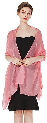 BEAUTELICATE Stola Schal Damen Festlich Leicht Umschlagtücher Halstuch Seidenschal Sommer für Abendkleid Hochzeit Brautkleider Sandstrand Erröten, Einheitsgröße