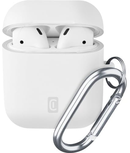 cellularline Bounce Soft Touch Silikon AirPod Hülle mit Haken für Apple AirPods 1 & 2 Weiß