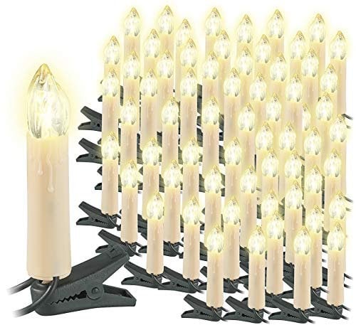 Lunartec Kerzenlichterkette: 3er-Set LED-Weihnachtsbaum-Lichterketten, je 20 LED-Kerzen, IP44 (Lichterkette Kerzen LED aussen, Lichterketten Kerzen LED draussen, Weihnachtsbäume)