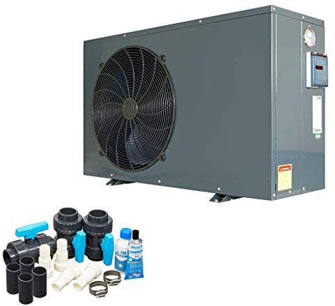 well2wellness Full-Inverter Pool Mida.Quick 4 Pompe à Chaleur - Chauffage de píscine 3,5 KW + Bypass Set Basic