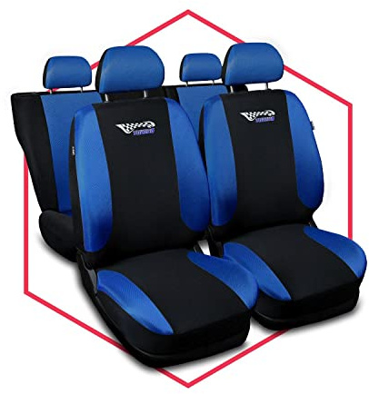 Saferide 3er Set Autositzbezüge PKW universal | Auto Sitzbezüge Polyester Blau für Airbag geeignet | für Vordersitze und Rückbank | 1+1 Autositze vorne und 1 Sitzbank hinten teilbar 2 Reißverschlüsse