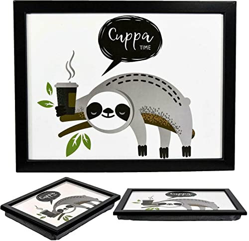 MTS Wooden Lap Trays with Bean Bag Cushion and Sloth Design - Large Padded Tray with Cushion for Kids and Adults - Suitable for Food, Work, Art, Studies, TV, Sofa, Bed