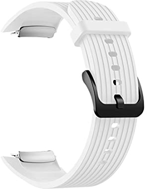 Huwokxix Armband Kompatibel mit Samsung Gear Fit 2 Pro/Fit 2,Verstellbares Silikon Sport Strap Ersatzband für Gear Fit 2 SM-R360/Fit 2 Pro SM-R365 (Weiß, Große)