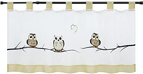 HeichkelL Voile Scheibengardine mit Schlaufen Eule Msuter Transparent Kurzstore Fenster Bistrogardinen Sand BxH 145x60 cm