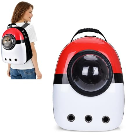 PETCUTE Sac à Dos pour Chats à Bulles,Respirant,Sac à Dos pour Animal Domestique avec Tapis Amovible et Poche Latérale,Faire de la Randonnée, Visiter des Cliniques Vétérinaires