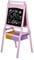 HOMCOM Kids Easel 3 in 1 Wooden Art Easel with Paper Roll Double-Sided Chalkboard & Whiteboard with Storage Baskets for Toddler Girls, Pink