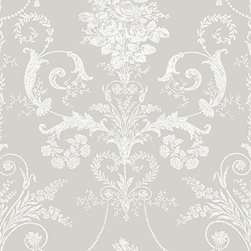 Laura Ashley Josette Tapete 113378 – Art Deco Damast, Weiß
