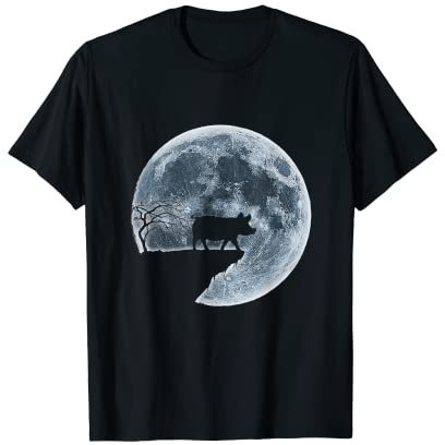 Teacup Pig Halloween Costume Moon Silhouette T-Shirt
