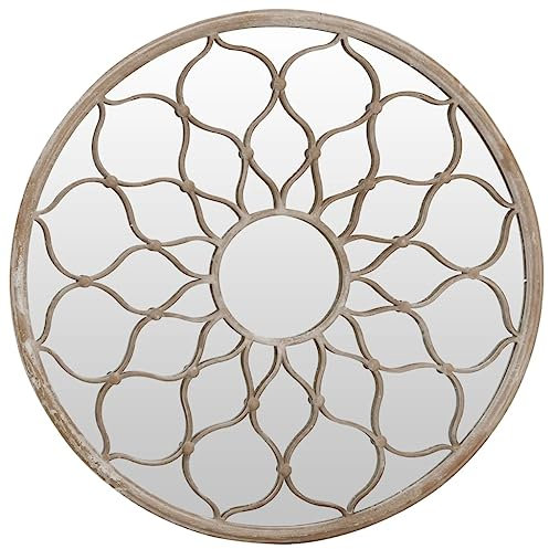 vidaXL Gartenspiegel Wandspiegel Hängespiegel Zierspiegel Dekospiegel Gartendeko Deko Spiegel für Außenbereich Sand 60x3cm Eisen Rund