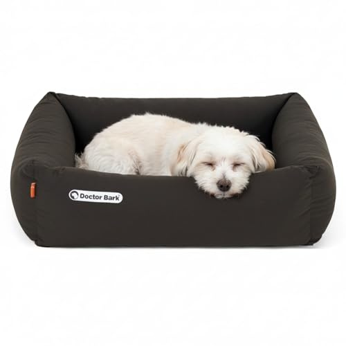 Doctor Bark orthopädisches Hundebett I Hundekorb, Braun 70x60cm | Hundeliegefläche für kleine, mittelgroße, große und sehr große Hunde, 95°C waschbar, robust, langlebig, Made in Germany