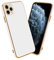 cadorabo Case compatible with Apple iPhone 11 PRO in Glossy White - Gold - Protective cover made of flexible TPU silicone and with camera protection