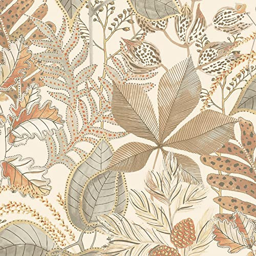 Eden Leaf Floral Natural Cream Wallpaper Sample Flower Nature Botanical Jungle