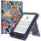 MoKo Étui Compatible avec 6 Kindle 11th Generation 2022/10th Gen 2019/8th Gen 2016, Coque de Protection avec Dragonne, Auto Réveil/Veille pour Kindle 11 2022, Fleuron à Feuilles Bleues