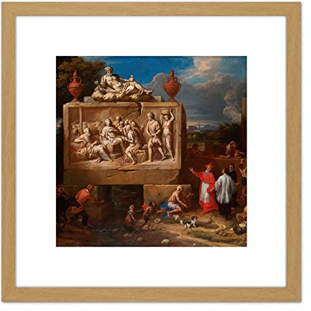 Artery8 Ferguson Fantasy Landscape St Charles Borromeo 8X8 Inch Square Wooden Framed Wall Art Print Picture with Mount