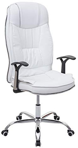 Mendler B�rostuhl HWC-F14AM, Schreibtischstuhl Chefsessel Drehstuhl, 150kg belastbar Kunstleder - wei�