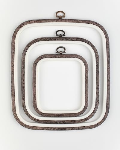 Nurge 3-teiliges Stickrahmen-Set, Holzimitat, Kunststoff-Kreuzstichrahmen, Gummi-Stickrahmen (quadratisches Set, 3-teiliges Größen-Set)