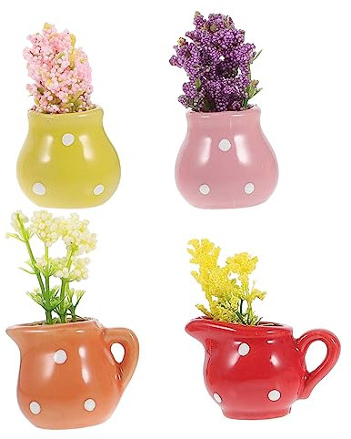 UPKOCH Imanes Decorativos Kawaii De Cerámica para Nevera, Mini Jarrones 3D, Delicados Imanes para Refrigerador, Set De 4 Piezas (d, E, H, O), Decoración para Hogar y Oficina