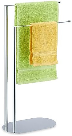 Relaxdays Piantana Portasciugamani, Autoportante con 2 Bracci in Acciaio, Appendi Asciugamani, 77 x 40 x 18 cm, Argento