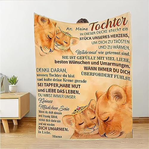 Kuscheldecke Personalisierte Decke An Meine Tochter,Mutter für Töchter Deutsche Nachricht Briefdecke Positiv Ermutigen Wohndecke für Couch Bett Tv-Decken Geschenk