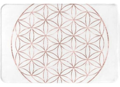GRatka Fußmatte für den Außenbereich, rutschfeste Fußmatten für den Innenbereich, Terrassenteppich für den Außenbereich, 40 x 60 cm, Mandala-Roségold-Blume des Lebens