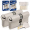 GERCAR Pro Lot de 2 cylindres de serrure à fermeture identique 30/40 - 2 cylindres profilés avec 10 clés - 70 mm - Serrures de porte à 2 cylindres - Longueur : 70 mm, A : 30, B : 40 - Système de