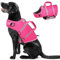 PUZAUKAL Giubbotto Salvagente Cane Ripstop Salvagente per Cani con Manico e Strisce Riflettenti Giubbotto di Salvataggio per Cani regolabile con Buona Galleggiabilità per Nuoto,Spiaggia,Rosa-XS