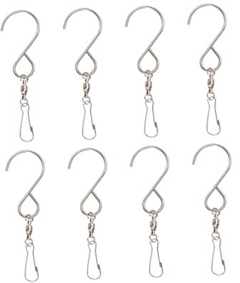 iplusmile 8stücke Edelstahl S-lagerhaken Windrotierende Display-haken Drehbare Haken-clips Für Werbetafel Windspiel Küche Büro Rostfrei Vielseitig Einsetzbar