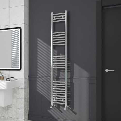 Warmehaus Contemporary Curved Bathroom Heated Towel Rail Radiator Rad 1600 x 300mm - Chrome
